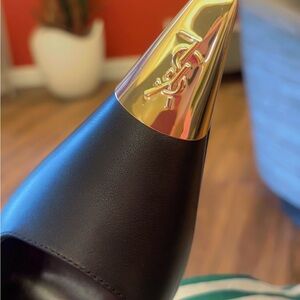 Yves Saint Laurent Black and Gold Heeled Boots